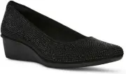 Anne Klein Womens Embellished Wedge Heels 9, Black Crystal