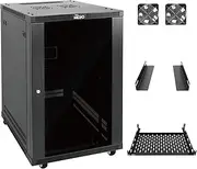 Tecmojo 18U Wall Mount Rack,18U Rack 23.6 Inch Depth,Hold Up to 176 Lbs,Server Rack with Casters,Enclosed Network Cabinet Kit for 19 Inch Network,Server and AV Gear,Glass Door(Elite Collection)