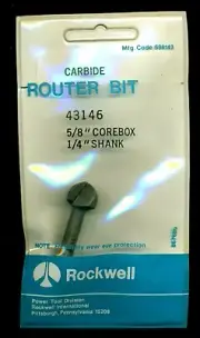 Rockwell 43146 Carbide Router Bit 5/8" Corebox 1/4" Shank