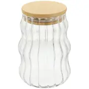 Wavy Glass Storage Tank Loose Leaf Tea Container Coffee Canister