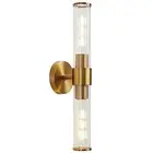 Bathroom Light Fixtures, Gold Wall Sconce in Threaded Glass Indoor Wall Gold-B