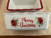 Lot 2 Christmas theme Mini Bread Loaf Baking Pan Nantucket Home