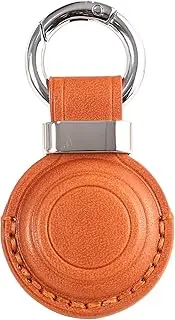 [LQU] Compatible with Apple Airtag Holder Keychain, Real Leather Secure Air Tag Holder Keychain Case Cover Key Ring Accessories