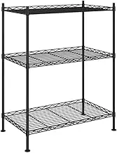 3-Tier Storage Rack 60x35x76 cm, Heavy Duty Black Iron Bookcase & Standing Shelf, 150 kg Capacity for Home, Office & Small Spaces