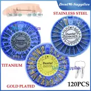 120X Dental Screw Post Gold/Silver Plated Titanium Kit Conical Root Canal Pins