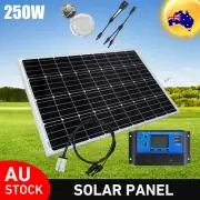 12V 250W Fixed Solar Panel Kit Mono Generator Caravan Camping Charger Controller