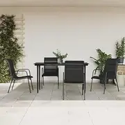 Patio Sets 5 Piece Garden Dining Set Black Steel and Textilene