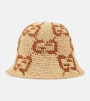 [Gucci] Gucci GG raffia-effect cloche hat UK 6 5/8 beige