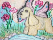 Cocker Spaniel Fairy Dog Art Print 8x10 Signed by Artist KSams Faery Collectible
