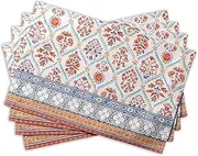 Maison d'Hermine Placemats Set of 4 100% Cotton Washable Cloth Place Mats, Reusable Table Mats for Kitchen Dining Decoration, Party, Wedding, Restaurant (Romane, 13" x 19")