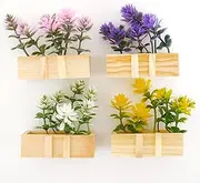 4pcs Cute Flower Refrigerator Magnets with Handmade Orchid Wooden Pot, Simulation Plant Refrigerator Magnet for Adults, Mini Decor Magnet for Fridge, Home, Kitchen, Office, School, Locker, Whiteboard