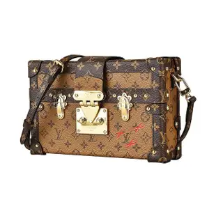 【Louis Vuitton 路易威登】LV M44154 PETITE MALLE花紋LOGO Monogram帆布小行李箱設計扣式斜背包(棕)