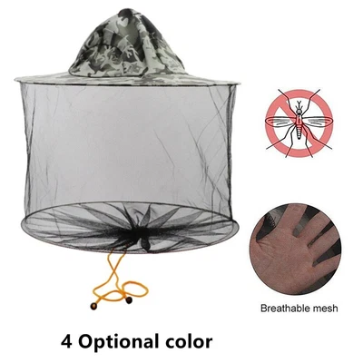 Camouflage Beekeeping Hat with Nylon Mesh Head Net for Mosquito Bite Protection