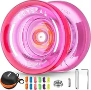 [MAGICYOYO] K2 Responsive Yoyo for Kids, Professional for Beginner, Plastic Yo-yo With Unresponsive Bearing for Intermediate + Bearing Remover + Bag + 5 Strings (Crystal Pink)