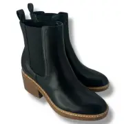 NEW Marc Fisher Black Leather Ankle Boots Size 8.5 Modesty 2 Low Booties Chelsea