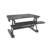Fortia Desk Riser 90cm Wide Adjustable Sit to Stand for Dual Monitor, Keyboard, Laptop, Black