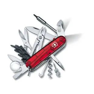 【VICTORINOX 瑞士維氏】瑞士刀 91mm/34用/透紅(1.7925.T)