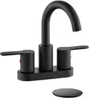 High Arc Bathroom Sink Faucet in Matte Black with Pop-Up Drain & Swivel Spout
