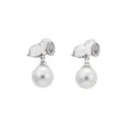 White Clover Snoopy PEANUTS Earrings 925 Silver Pearl