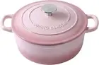 EDGING CASTING 7 Quart Enameled Cast Iron Dutch Oven With Lid, Pink