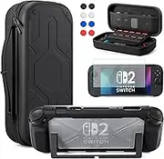 FANPL Case Bundle for Nintendo Switch 2 (2025) Accessories, Carrying Case for Switch 2 and Joy Con Controller with Hard Protective Cover and Screen Protector, 8 Thumb Grips, Mecha Style Design
