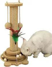 Cat Scratch Post, Cat Ball Tower, with 2 Sisal Balls Vertical Climbing Frame for Large Small Breed Kitten Training Rabbit Relaxation Spot