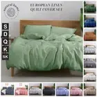 European Flax Linen Pillowcase Quilt Cover Set Single Double Queen King