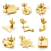 Gold Color Earring Base - Multi Shapes Earrings Connectors Jewelry Making 10Pcs