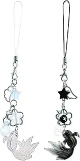 [Generic] Cute Couple Phone Charms Lingering Goldfish - themed Phone Ornaments and Keychains Y2K - style Star - heart Goldfish Phone Charms with Lanyards and Keychains