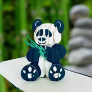 Handmade Panda Bear 3D Pop Up Greeting Card