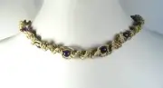Handmade Hemp Twist Necklace with Amethyst Stone Beads