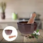 Ceramic Mortar Utensils Hand Garlic Grinder Manual Mashing Bowl Home