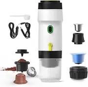 SOONHUA Portable Electric Espresso Machine, Rechargeable Coffee Machine for Car, Compatible with NES Capsule & DG Capsule & Ground Coffee for Camping, Hiking, Office