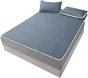 Summer Cool Bed Mat - Summer Breeze Bed Mat, Summer Refresh Bed Cushion | 70.87x78.74 Inches Summer Cool Feeling Mat, Simple Student Dormitory Ice Silk Bed Mat for Child Bedroom (Blue, Gray)