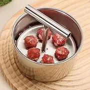 Meatball Maker, 6 Holes Manual Meatball Maker Tool, Stainless Steel Meatball Making Mold, Easy Quick Meatball Making Tool, Anti-Stick Kitchen Meatball Mould for Meatballs, Bread Balls, Pastries