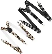 [WOFASHPURET] Men's Women's Suspenders 2 Pack Y-back Design Elastic Dress-up Party Clip