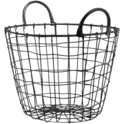 GET Breeze 11X7.5" Round Metal Grey Storage Basket with Loop Handles WB-318-MG