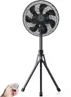 12 Oscillating Floor Fan with Remote Control and Timer 4 Speeds 16000mAh Bat