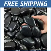 40lbs Natural Black River Rocks: Decorative Pebbles for Indoor Plants & Gardens