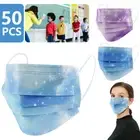 50Pcs Face Cover 3-Layer Mouth Visor Reusable Adults Protective Cover wenNz