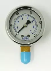 PIC Gauges 201L-204E Pressure Gauge 0-100 psi Range 1/4" NPT