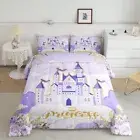 Kids Comforter Set Full Size,Purple Castle Dreamy Girls Duvet Set Cute Bedroom