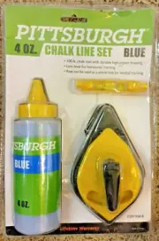 Blue Chalk Line Reel Set with Level and 4oz Blue Chalk 100ft