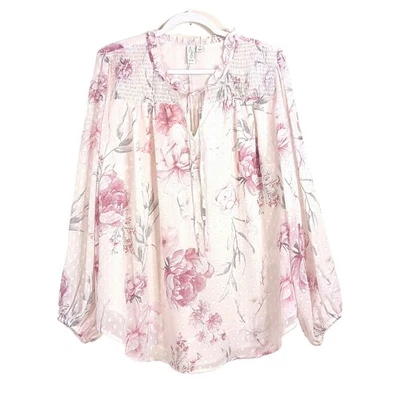 Joie Floral Blouse Womens 2X Petal Pink Romantic Whimsical Peasant Dainty New