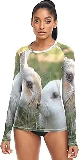 [RPLIFE] Rabbits Kiss Love Valentine Long Sleeve Rash Guards for Women, XS-XL Rash Guard Adult, Rabbits Kiss Love Valentine, Medium