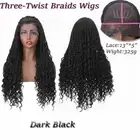 African Braided Lace Front Wigs As Human Hair Highlights Synthetic Full Head Wig