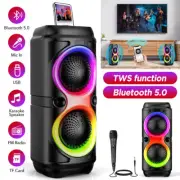 8" Portable FM Bluetooth Speaker Stereo Subwoofer Heavy Bass Sound System Party
