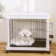 Dog Crates For Medium Dogs Furniture,White Dog Crate,Indoor Puppy Kennel,furniture Dog Crate,Wooden Dog Crate With Tray Wheels