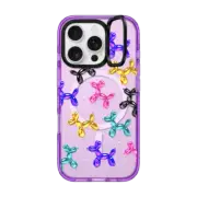 iPhone 16 Pro Impact Ring Stand Case MagSafe Compatible colorful artistic balloon dogs