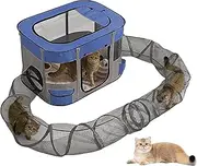 Outdoor Cat Tunnel Enclosure - Outside Small Animals House Portable Tent | Bored Cat Play Toy Easy Setup Kitten Playground for Balcony Yard Garden Patio